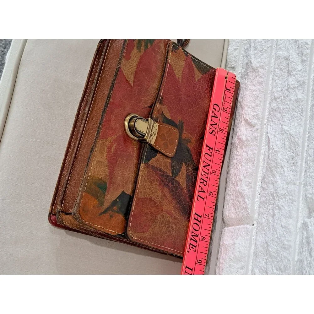 Patricia Nash Floral Leather Wristlet Clutch Bag With Metal Clasp Purse Zip - Picture 5 of 14